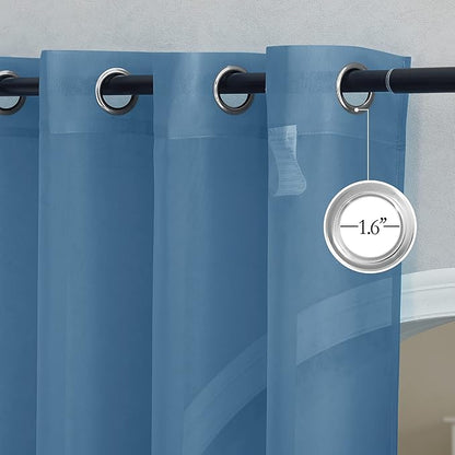 NICETOWN Voile Sheer Stone Blue Curtains 84 Inches Long, Grommet Airy & Lightweight Window Treatment Translucent Elegant Drapes for Living Room/Bedroom, W54 x L84, 2 Panels