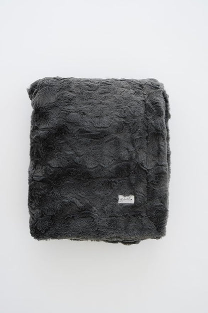 GRACED SOFT LUXURIES Charcoal Extra Large Faux Fur Throw Blanket | Ultra Soft & Fluffy 60x80 inches | Cozy, Thick Warm | Perfect for Bed, Couch, and Lounging Use for Kids & Adults