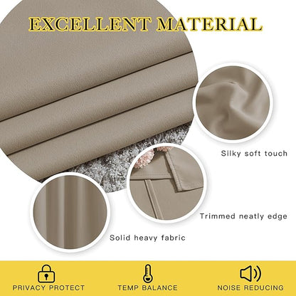NICETOWN Blackout 102 inch Curtains for Living Room, Grommet Thermal Insulated Room Darkening Curtains for Bedroom/Living Room, 2 Panels, W52 x L102, Taupe
