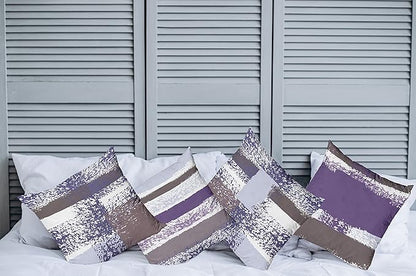 Ambesonne Grunge Throw Pillow Cushion Case Pack of 4, Abstract Design Simplistic Minimal Stripes Brushstrokes Contemporary, Modern Accent Double-Sided Digital Printing, 24", Purpleblue and Lavender