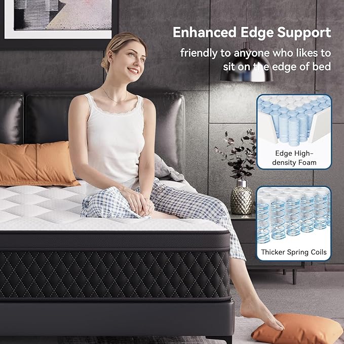 ELEMUSE Full Mattress, 10 Inch Hybrid Memory Foam Mattress in a Box, Pressure Relieving Comfort, Individual Pocket Springs for Motion Isolation, Medium Firm, CertiPUR-US Certified, Fiberglass Free
