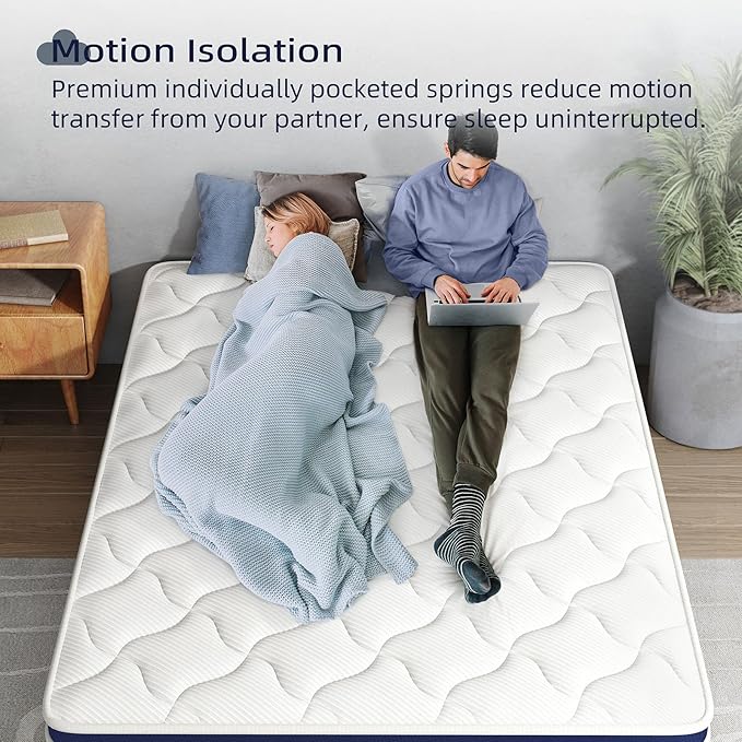 Queen Mattress 10 Inch - Hybrid Mattress Bed in a Box, Medium Firm Support, Pressure & Pain Relief for All Sleepers, CertiPUR-US Certified, Fiberglass-free, Reinforced Edge Support, Motion Isolation