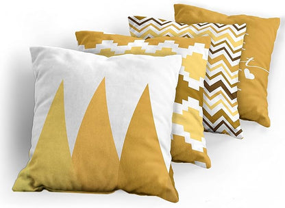 Ambesonne Modern Throw Pillow Cushion Case Pack of 4, Geometric Style Pattern of Triangles Zigzags Love Home Phrase Print, Modern Accent Double-Sided Digital Printing, 18", Pale Orange Amber and White