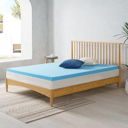 ZINUS 2 Inch Green Tea Cooling Gel Memory Foam Mattress Topper, Smaller, More Convenient WonderBox Packaging, Cooling Gel Foam, CertiPUR-US Certified. Twin