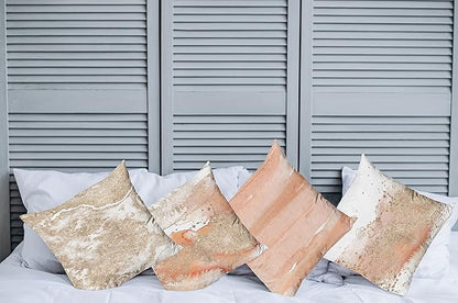 Ambesonne Marble Print Throw Pillow Cushion Case Pack of 4, Pastel Colored Ornament of Stains Blots and Brushstrokes Modern Art, Modern Accent Double-Sided Digital Printing, 20", Peach Tan and White