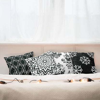 Ambesonne Retro Throw Pillow Cushion Case Pack of 4, Trellis Grid Medieval Floral Damask Mandala Flower Ornament Modern Monochrome, Modern Accent Double-Sided Digital Printing, 18", Dark Reseda Green