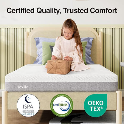 Novilla Mattress Twin, 8-Inch Gel Memory Foam Mattress for Pressure Relief, Enhanced Support & Plush Comfort, Twin Bed in a Box, Bliss
