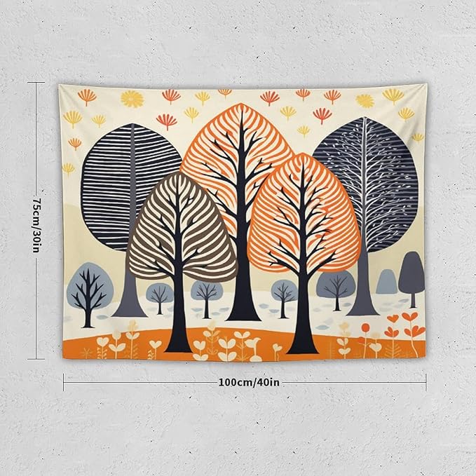 MaSiledy Tapestries Shabby Chic Trees Tapestry Watercolor Rustic Forest Tapestry for Bedroom Aesthetic Wall Hanging for Dorm Living Room 30"x40" Holiday Scene Banner for Winter Christmas Party