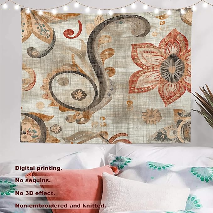 Batmerry Artistic Soft Hues Tapestry, Vintage Inspired Ative Art Wall Art Hanging Decoration Polyester Fiber White Ruffled Around for Dorm Room Bedroom Living Room, 39.1x59.1 inches