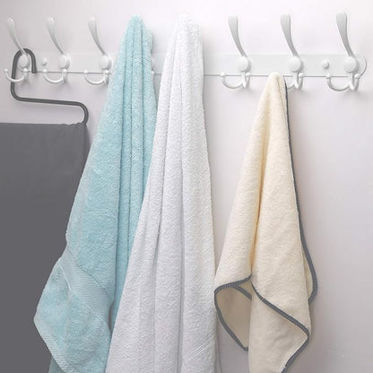 Dseap Coat Rack Wall Mount - 29.5” Long 8-Tri-Hooks Heavy Duty Coat Hanger Rail Wall Hooks for Hanging Coats Hats Clothing Clothes Purse Mudroom Entryway, White, Pack of 2