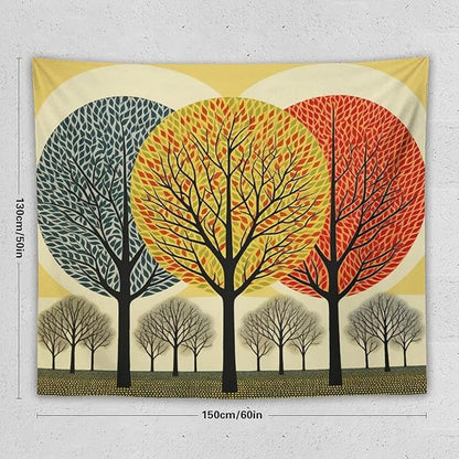 Wall Tapestry Shabby Chic Trees Tapestry Watercolor Rustic Forest Tapestry for Bedroom Aesthetic Wall Art for Bedroom Living Room Decor Home Decor 50"x60" Tapestries Winter Snowflake Decorative