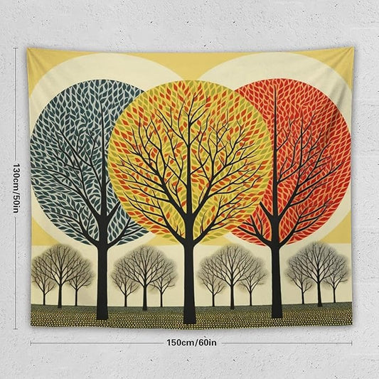 Wall Tapestry Shabby Chic Trees Tapestry Watercolor Rustic Forest Tapestry for Bedroom Aesthetic Wall Art for Bedroom Living Room Decor Home Decor 50"x60" Tapestries Winter Snowflake Decorative