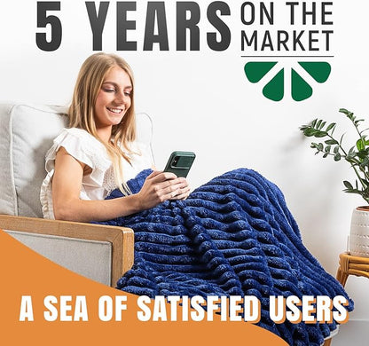 GO Premium Plush Soft Throw Blanket for Couch - Navy Blue Fleece Blanket for Living Room, Bedroom, Home Decor - Small Couch Blanket for Men, Women (50x60 Inches)