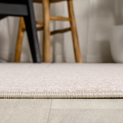 Eyely NCS101A-8SQ Scandinavian Odense Minimalist Angle Geometric Indoor Rug, Pet Friendly, Non-Shedding, Stain Resistant, Easy-Cleaning, Ivory/Cream, 8' Square, Indoor/Outdoor, Area Rug