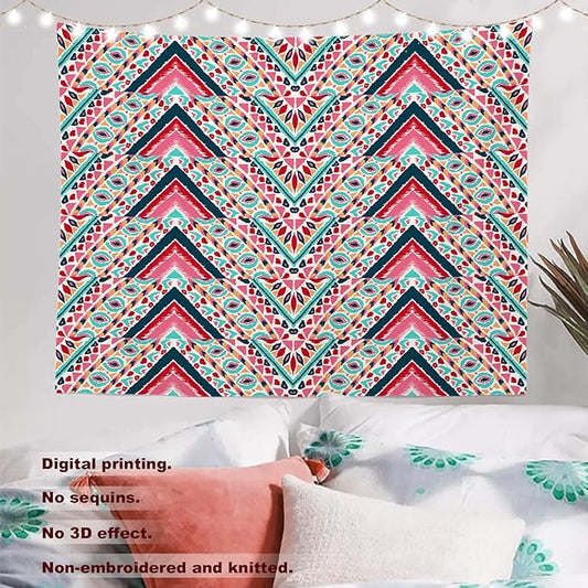 Batmerry Modern Stripe Geometric Tapestry, Boho Tribal ethnic Seamless striped Wall Art Hanging Decoration Polyester Fiber White Ruffled Around for Dorm Room Bedroom Living Room, 39.1x59.1 inches