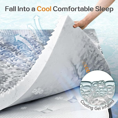 SINWEEK 2 Inch Mattress Topper 5-Zone Memory Foam Mattress Topper Pressure Relieve Soft Mattress Pad, CertiPUR-US Certified, King Size, Gray