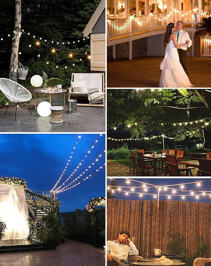 Outdoor String Lights Waterproof, 300FT Patio Lights with 146 Shatterproof G40 Globe Bulbs(6 Spare), Connectable Dimmable LED Hanging String Lights for Outside Backyard Porch Balcony (150FT x 2)