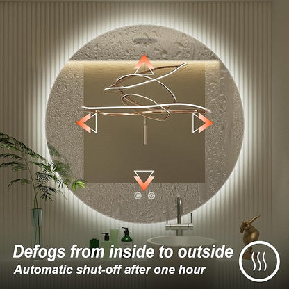 32 Inch Round LED Mirror for Bathroom, Backlit Vanity Round Bathroom Mirror with Lights, LED Lighted, Dimmable, Anti-Fog, Touch, 3000K/4500K/6000K