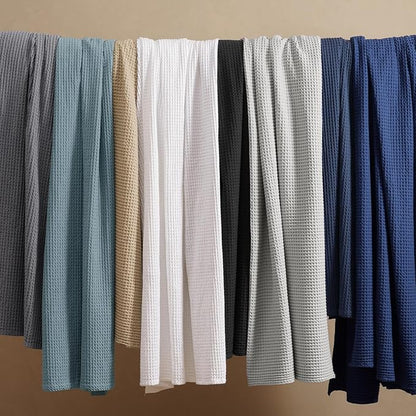 PHF 100% Cotton Waffle Weave Blanket King Size for Bed,Snag Proof Lightweight Breathable Moisture-Wicking Throw for Couch,Great for Layering in Cold Weather,Machine Washable,Home Decor Gift-Ocean