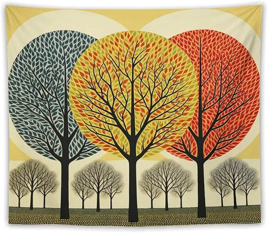 Wall Tapestry Shabby Chic Trees Tapestry Watercolor Rustic Forest Tapestry for Bedroom Aesthetic Wall Art for Bedroom Living Room Decor Home Decor 50"x60" Tapestries Winter Snowflake Decorative
