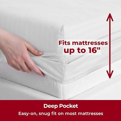 Mellanni Full Sheets Set - 4 PC Iconic Collection Bedding - Hotel Luxury, Extra Soft, Cooling Bed Sheets - Wrinkle, Fade, Stain Resistant (Full, Striped White)