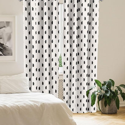 Ambesonne Animal Curtains, Bear Silhouettes on Cream Background Abstract Simplistic Style Pattern Print, Window Treatments 2 Panel Set for Living Room Bedroom, Pair of - 28" x 84", Cream Black