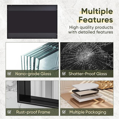 Suidia Bathroom Mirror, 30" x 30" Rectangular Wall Mirror, Metal Framed Wall Decor Wall-Mounted Mirrors for Bathroom, Bedroom, Living Room, Entryway, Black