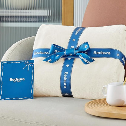 Bedsure GentleSoft Fleece Blankets Queen Size Cream - Bed Blanket Soft Lightweight Plush Fuzzy Cozy Luxury Microfiber, 90x90 inches