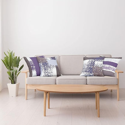 Ambesonne Grunge Throw Pillow Cushion Case Pack of 4, Abstract Design Simplistic Minimal Stripes Brushstrokes Contemporary, Modern Accent Double-Sided Digital Printing, 24", Purpleblue and Lavender