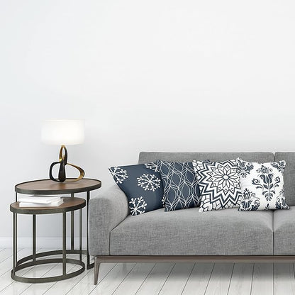 Ambesonne Retro Throw Pillow Cushion Case Pack of 4, Trellis Grid Medieval Floral Damask Mandala Flower Ornament in Modern Monochrome, Modern Accent Double-Sided Digital Printing, 20", Dark Slate Blue