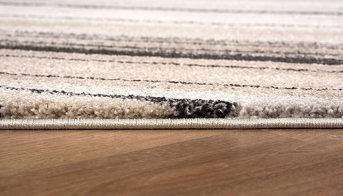 RUG BRANCH New Zealand Plush 7' x 10' (6'6" X 9'6") Scandinavian Indoor Area Rug, Contemporary, Cream Beige - Living Room, Bedroom, Dining Room, and Kitchen