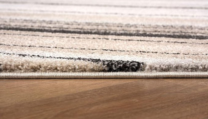 RUG BRANCH New Zealand Plush 7' x 10' (6'6" X 9'6") Scandinavian Indoor Area Rug, Contemporary, Cream Beige - Living Room, Bedroom, Dining Room, and Kitchen