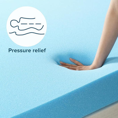 ZINUS 2 Inch Green Tea Cooling Gel Memory Foam Mattress Topper, Smaller, More Convenient WonderBox Packaging, Cooling Gel Foam, CertiPUR-US Certified, Full