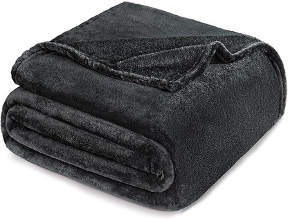 Exclusivo Mezcla Fleece Blanket Twin Size for Bed, Super Soft and Warm, All Season Use, Cozy, Plush, Lightweight, 90x66 Inches, Dark Grey
