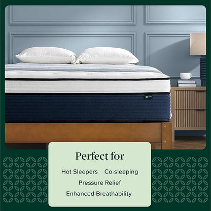 ZINUS 14 Inch Cooling Comfort Support Hybrid Mattress [New Version], Queen, Fiberglass Free, Medium Plush, Cooling Motion Isolation, Certified Safe Foams & Fabric, Mattress in A Box