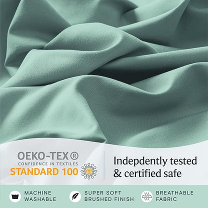 LuxClub Twin XL Sheets - Soft Kids Twin Bed Sheets for Boys and Girls, 3 PC Deep Pockets Wrinkle Free Kids Fitted Sheets Machine Washable Hotel Bedding Silky Soft- Light Teal Twin XL
