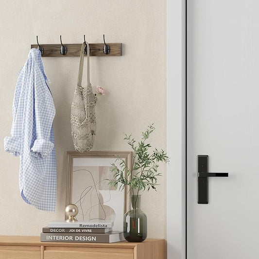 Coat Hooks Wall Mounted, Wooden Hat Rack with 4 Hooks for Entryway, Bathroom,Bedroom(4 Pack,Brown)