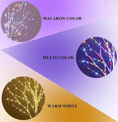 Hairui Lighted Birch Garland Battery Operated with 8 Function 48 Warm White and Multi Color Lights 6FT, Pre Lit Garland for Fireplace Christmas Holiday Decoration Indoor Outdoor