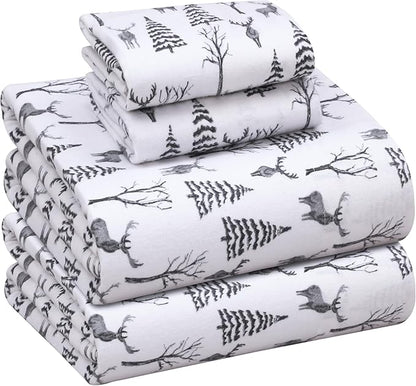RUVANTI Flannel Sheets California King Size - 100% Cotton Brushed Cal King Bed Sheets Set - Deep Pockets 14 Inches - All Seasons Breathable & Extra Soft - Warm & Cozy, 4 Piece, Dry Winter