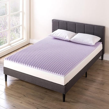 Best Price Mattress 1.5 Inch Egg Crate Memory Foam Mattress Topper with Soothing Lavender Infusion, CertiPUR-US Certified, Dorm Essentials, Queen