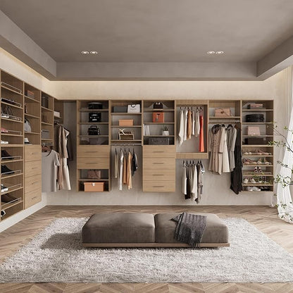 ROOMTEC 28.5" Tall Hanging Closet Unit, Modular Closet System with Hanging Rod, Wardrobe Organizer for Bedroom or Walk-in Closet, Wall Mounted, Customizable Clothes Storage Unit, Wood