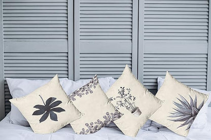 Ambesonne Botanical Throw Pillow Cushion Case Pack of 4, Minimalist Watercolor Painting Leaves Agave Branches Plant in a Pot, Modern Accent Double-Sided Digital Printing, 18", Purpleblue and Dimgray