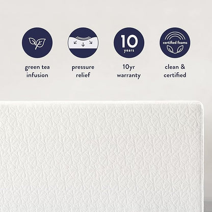 Best Price Mattress 12 Inch Cal King Mattress Bed-In-A-Box, Green Tea Memory Foam, White