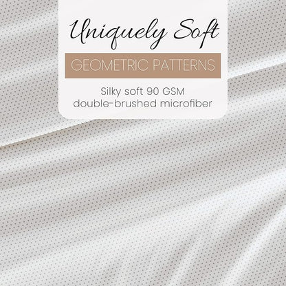 Linen Market Double-Brushed Patterned Microfiber Full Sheet Set 4 Piece – Oeko-TEX Certified Ultra Soft & Wrinkle-Free - 16" Deep Pocket Sheets - Easy Care Full Size - Stippled Light Gray