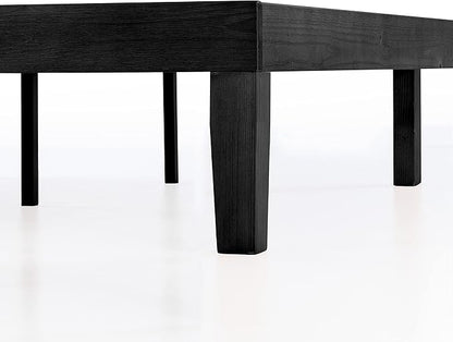Mellow Naturalista Classic 12 Inch Solid Wood Platform Bed with Wooden Slats, Queen, Black
