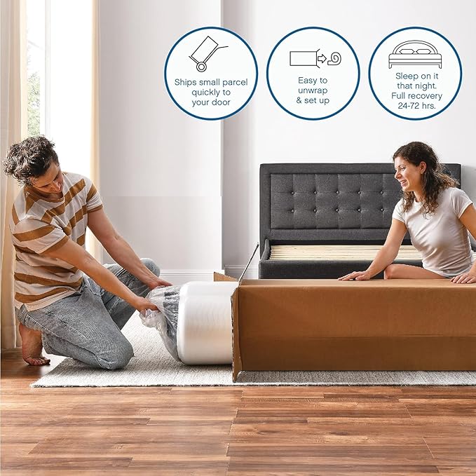 Cool Gel 10 Inch Queen Memory Foam Mattress Medium Firm, Memory Foam Mattress Queen Size Cooling, Made in the USA, 10" Depth with Pressure Relief, CertiPUR-US Certified No Fiberglass, CoolGel Bed