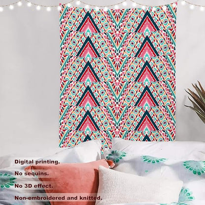 Batmerry Modern Stripe Geometric Tapestry,Boho Tribal ethnic Seamless striped Wall Art Hanging Decoration Polyester Fiber White Ruffled Around for Dorm Room Bedroom Living Room, 59.1x39.4 inches