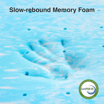 Novilla Memory Foam Mattress Topper Full - 2 Inch Cooling Gel Infused Memory Foam | Slow-Rebound Pressure Relief | CertiPUR Certified | Comfort for Sleeper Sofa, RV, Camper, Dorm Room