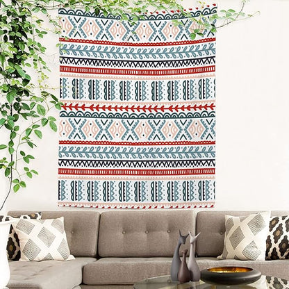 Batmerry Beige Abstract Stripe Tapestry, Wall Art Hanging Decoration Polyester Fiber White Ruffled Around for Dorm Room Bedroom Living Room, 82.7x59.1 inches