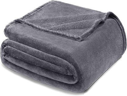 Exclusivo Mezcla Fleece Blanket King Size for Bed, Super Soft and Warm, All Season Use, Cozy, Plush, Lightweight, 120x120 Inches, Dark Grey